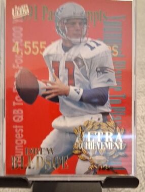 Drew Bledsoe Football Collector Card - Red Background